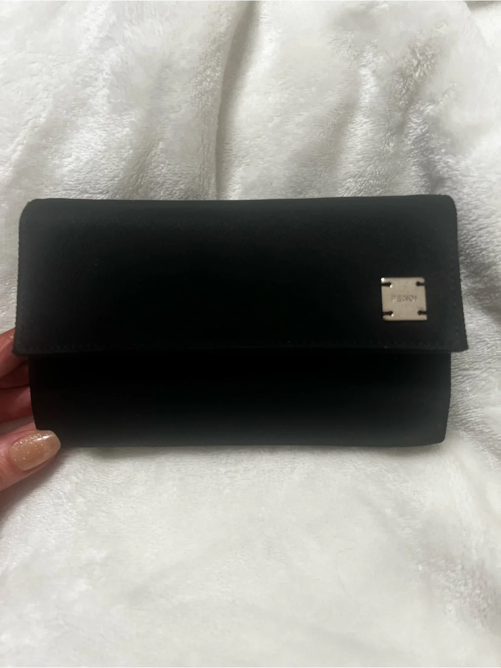 Fendi Black Trifold Long Wallet Canvas Vintage